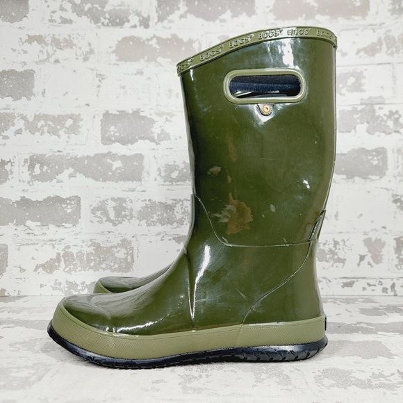 NEW Bogs Rainboot Green Rain Waterproof Rubber Kid's Boots T292 - Picture 1 of 10